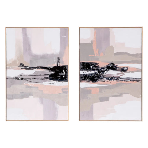 Pink Abstract Hand-Painted Wall Art Diptych (G242-VISTA47-FRM-2) By Home Trends Direct