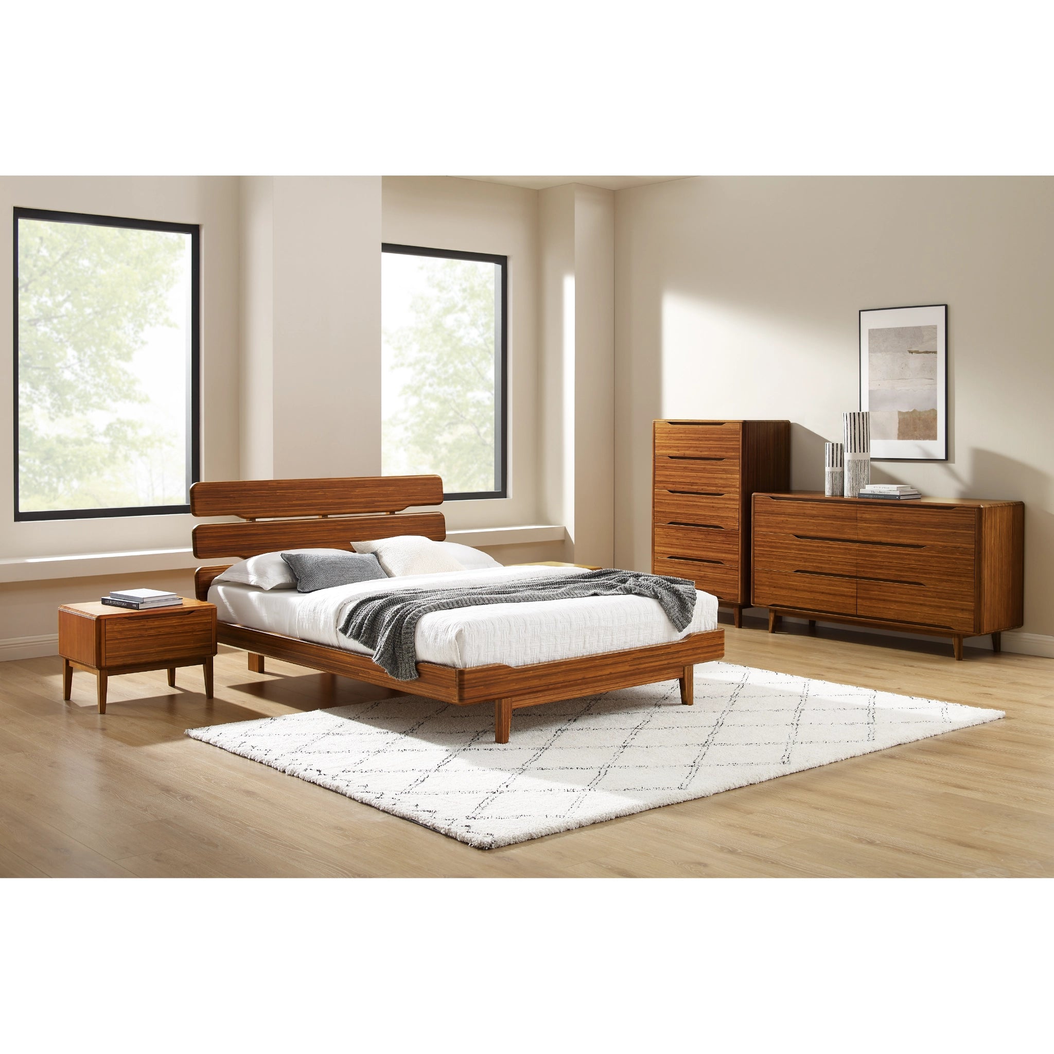 Queen Solid Bamboo Currant Platform Bed, Amber by Greenington image 1