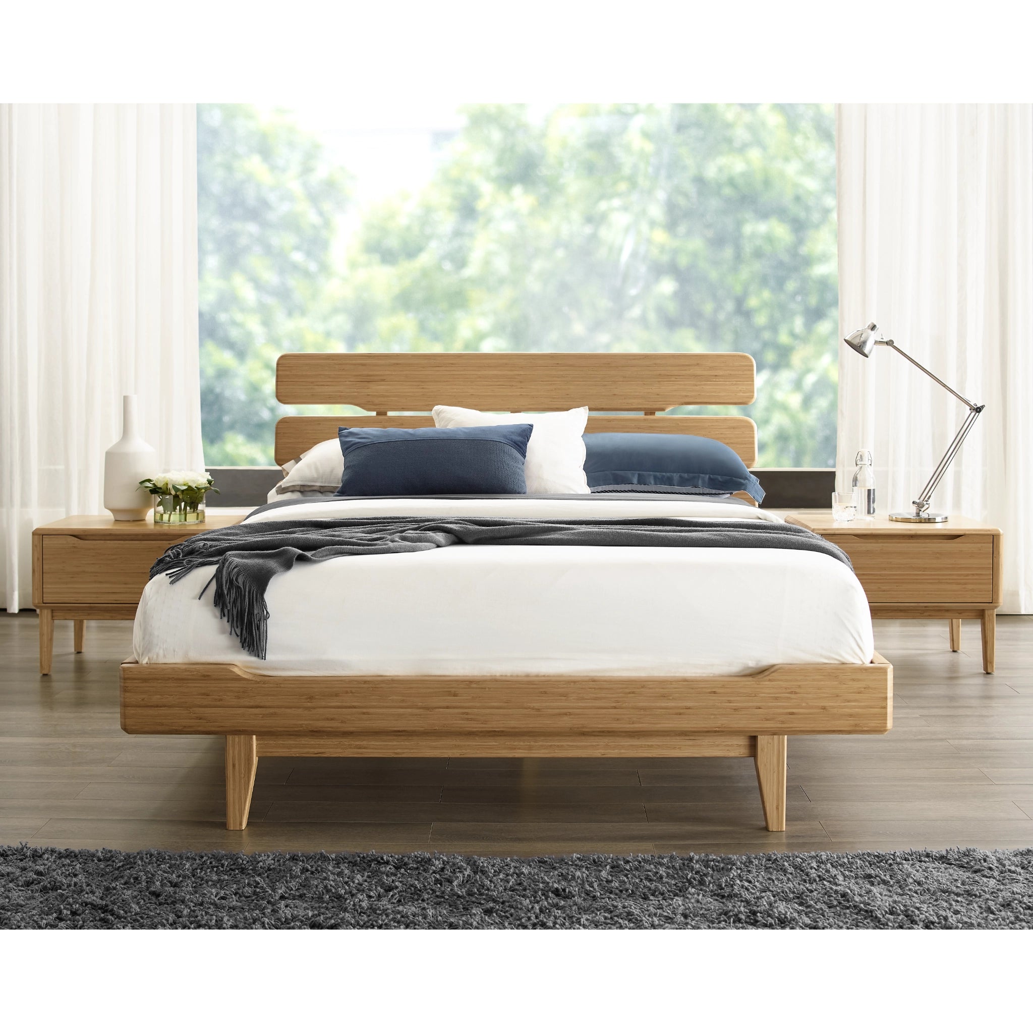 Queen Solid Bamboo Currant Platform Bed, Caramelized by Greenington image 1