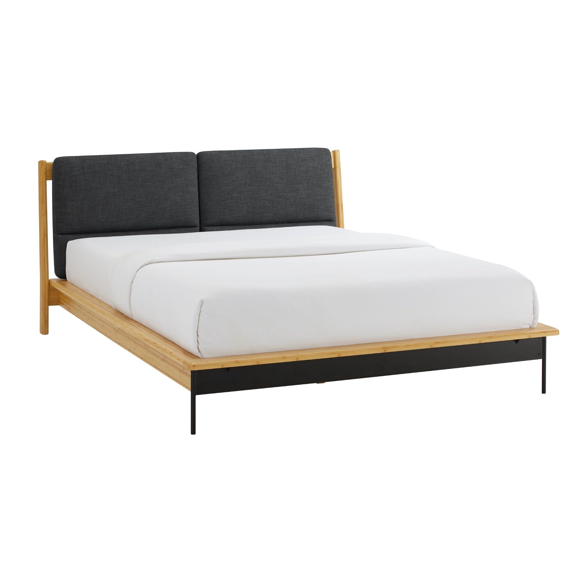 Queen Solid Bamboo Santa Cruz Upholstered Platform Bed, Wheat by Greenington image