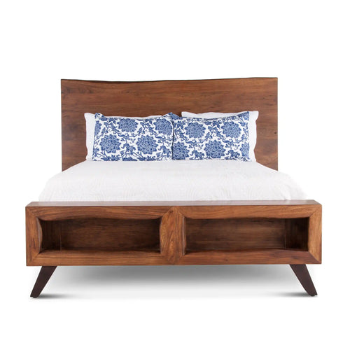 Queen Walnut Acacia Wood Bed (FLL-PBQWN) By Home Trends Direct