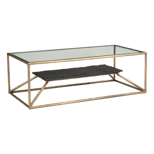 Brass Marble and Glass Coffee Table