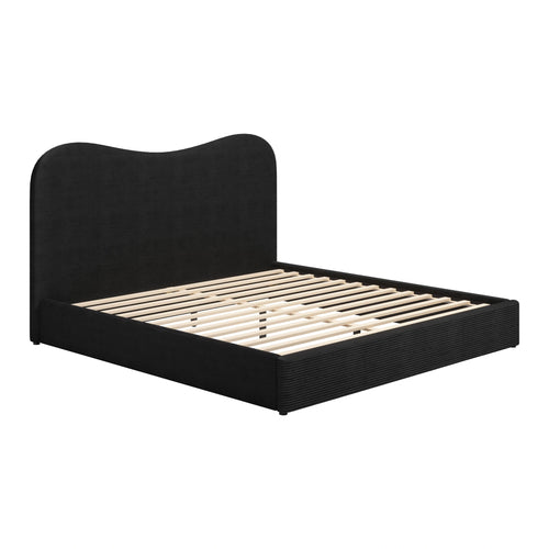 Black Velvet Upholstered King Bed | Tufted Headboard