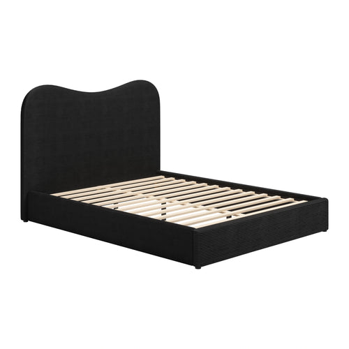 Black Velvet Upholstered Queen Bed | Tufted Headboard