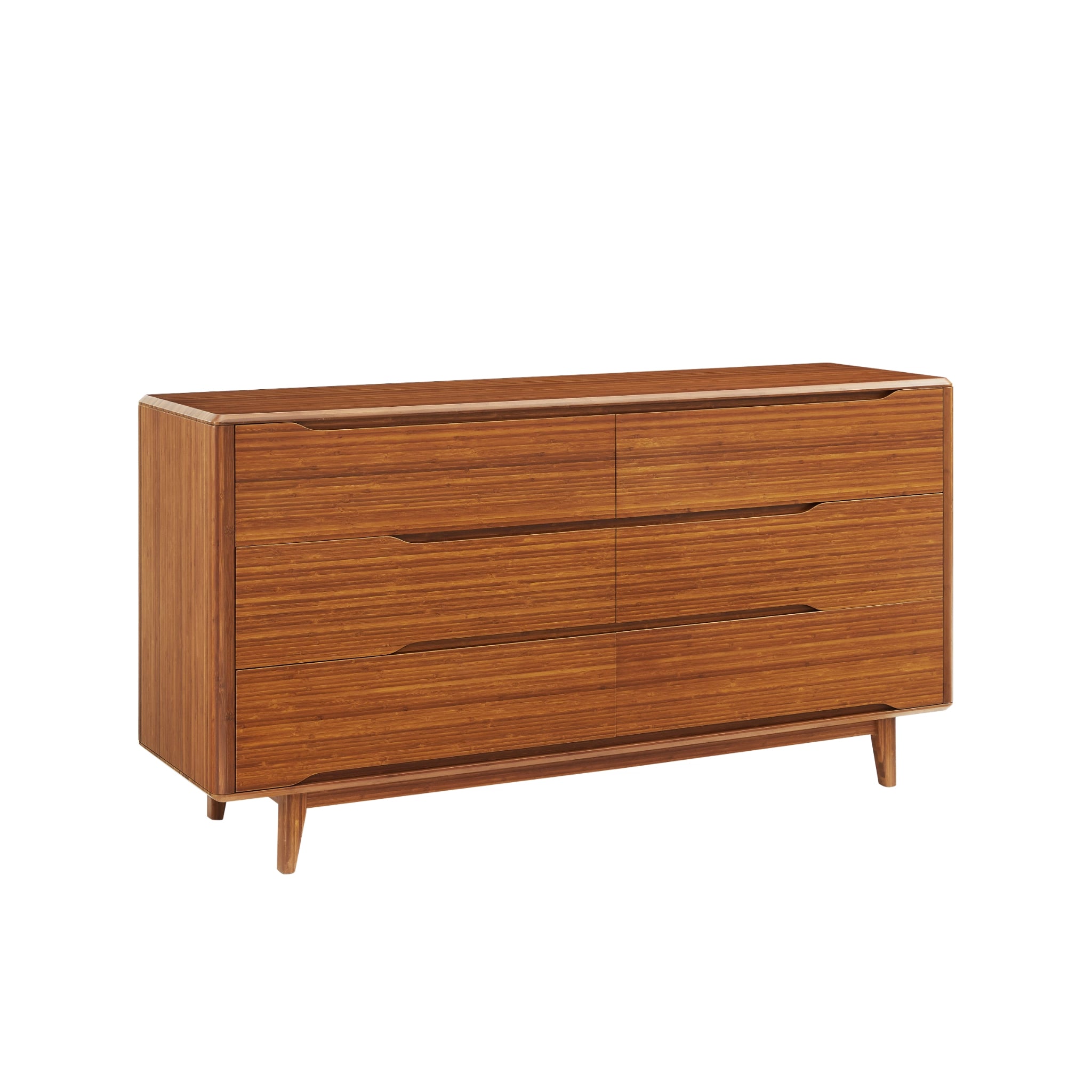 shamar mid century modern 6 drawer double dresser Currant Six Drawer Double Dresser, Amber