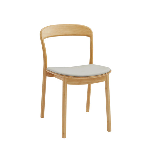Solid Bamboo Dining Chair, Wheat - Hanna Dining Chair Leather Seat by Greenington