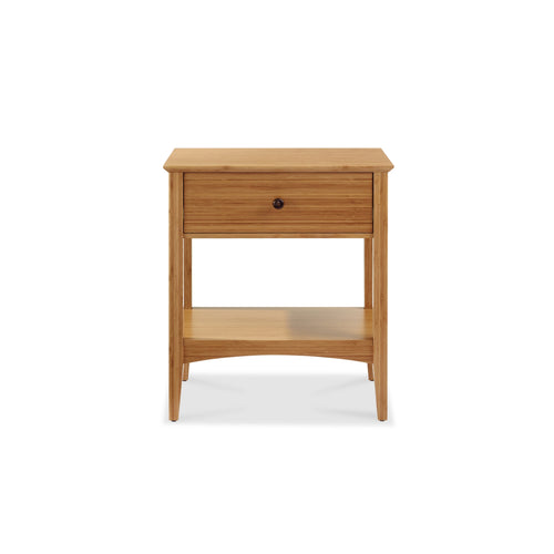 Solid Bamboo 1-Drawer Nightstand with Tapered Legs, Caramelized - Willow by Eco Ridge