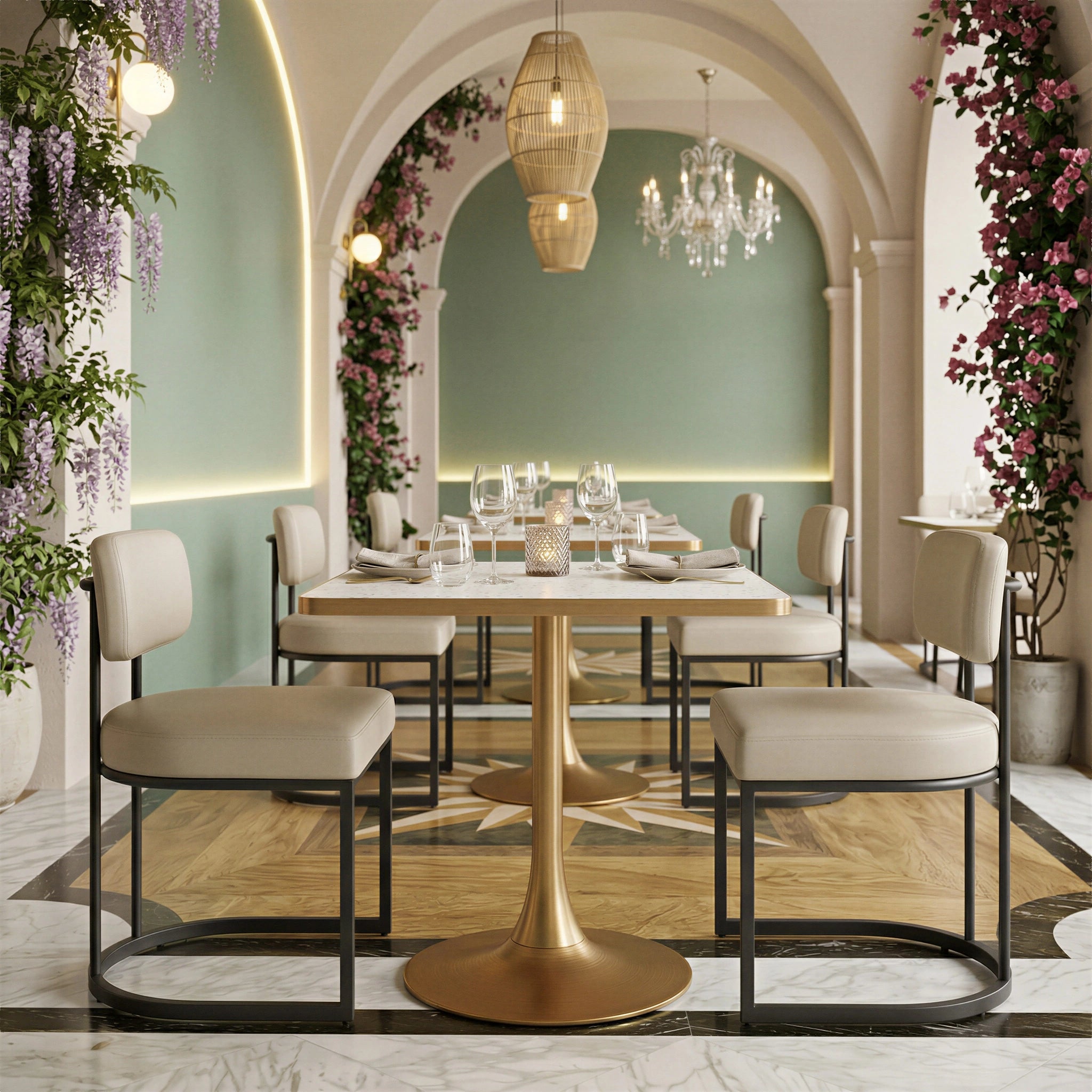 Spot Bistro Table Beige & Gold image 7