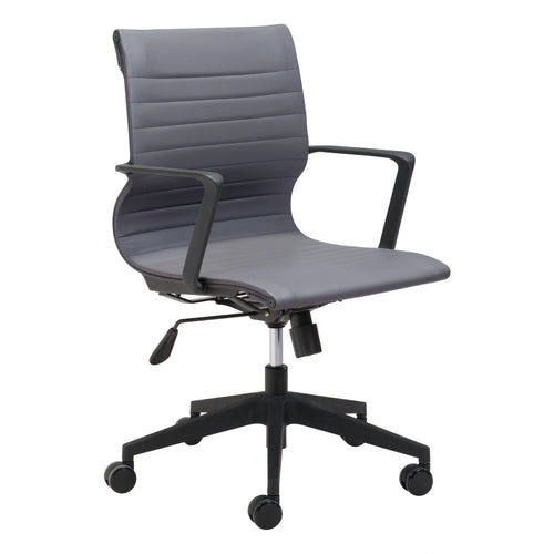 Dark Gray Mid-Century Office Chair | Ribbed Back