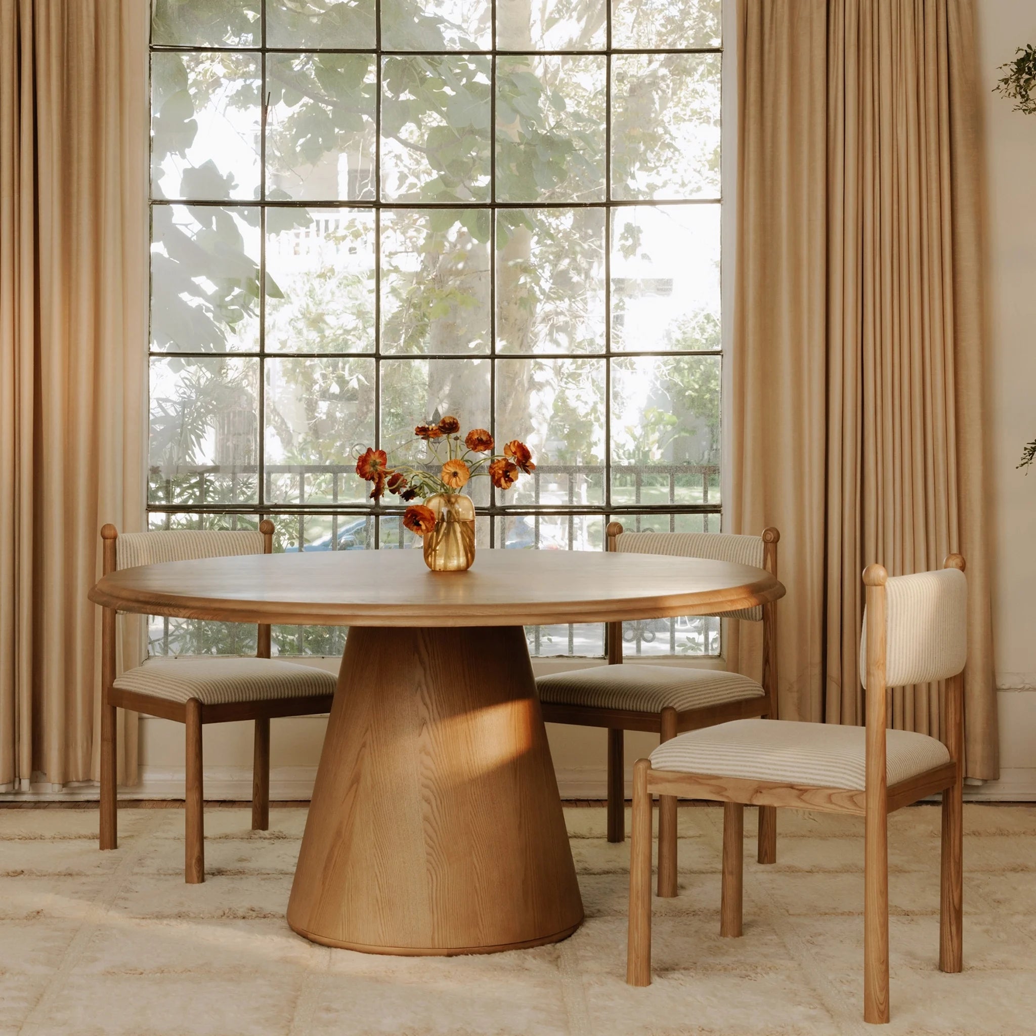 Stripe Upholstered Dining Chairs with Wood Frame Set of 2 (EW-1032-37) by Moe's Home Collection image 3