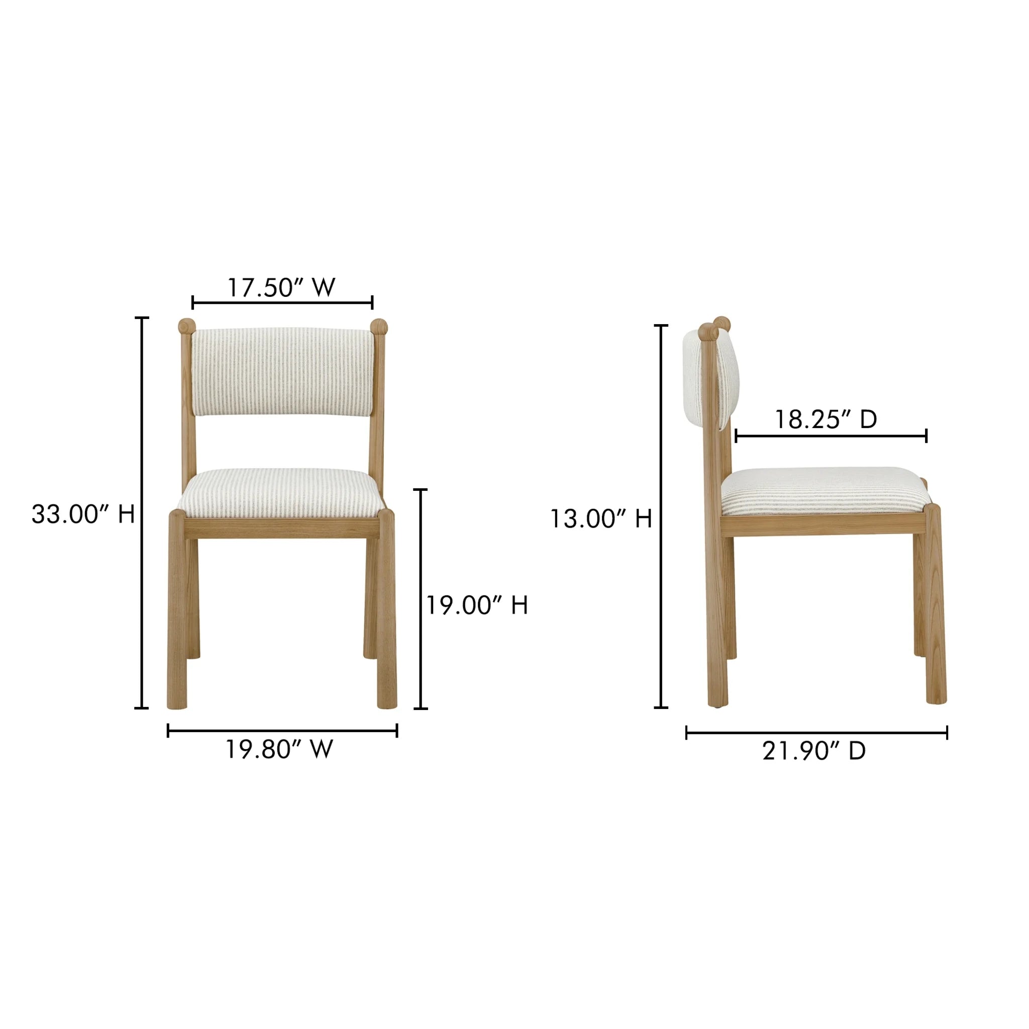 Stripe Upholstered Dining Chairs with Wood Frame Set of 2 (EW-1032-37) by Moe's Home Collection image 5