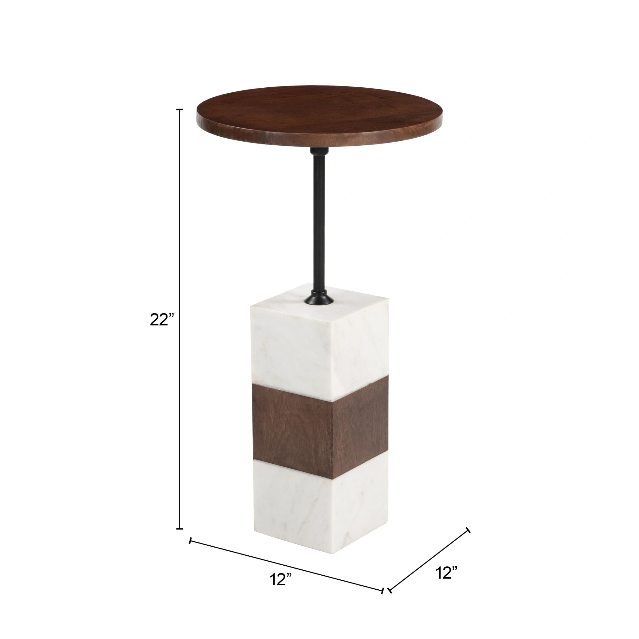 Stuk Side Table Brown & White image 6