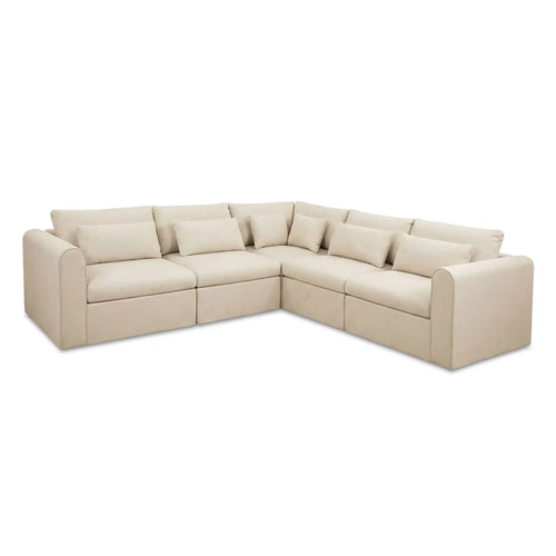 Light Beige L-Shaped Modular Sectional Sofa