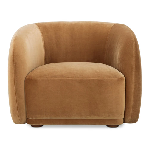 Tan Faux Mohair Barrel Accent Chair