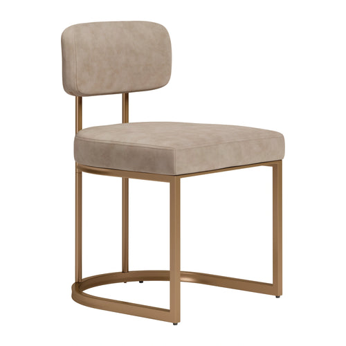 Beige Faux Leather Dining Chair | Set of 2