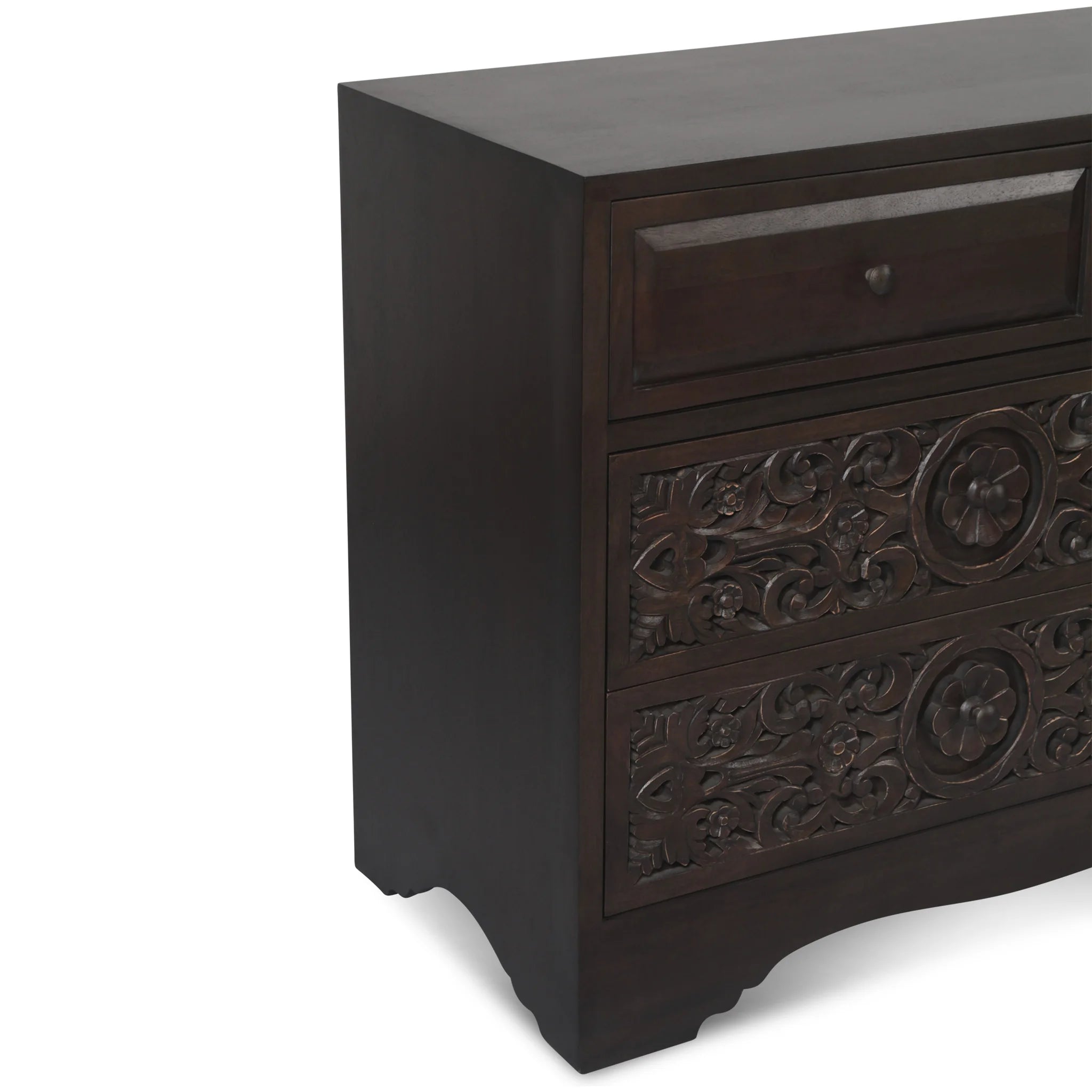 Vintage Brown Carved Wood Dresser (FTJ-DR71VB)