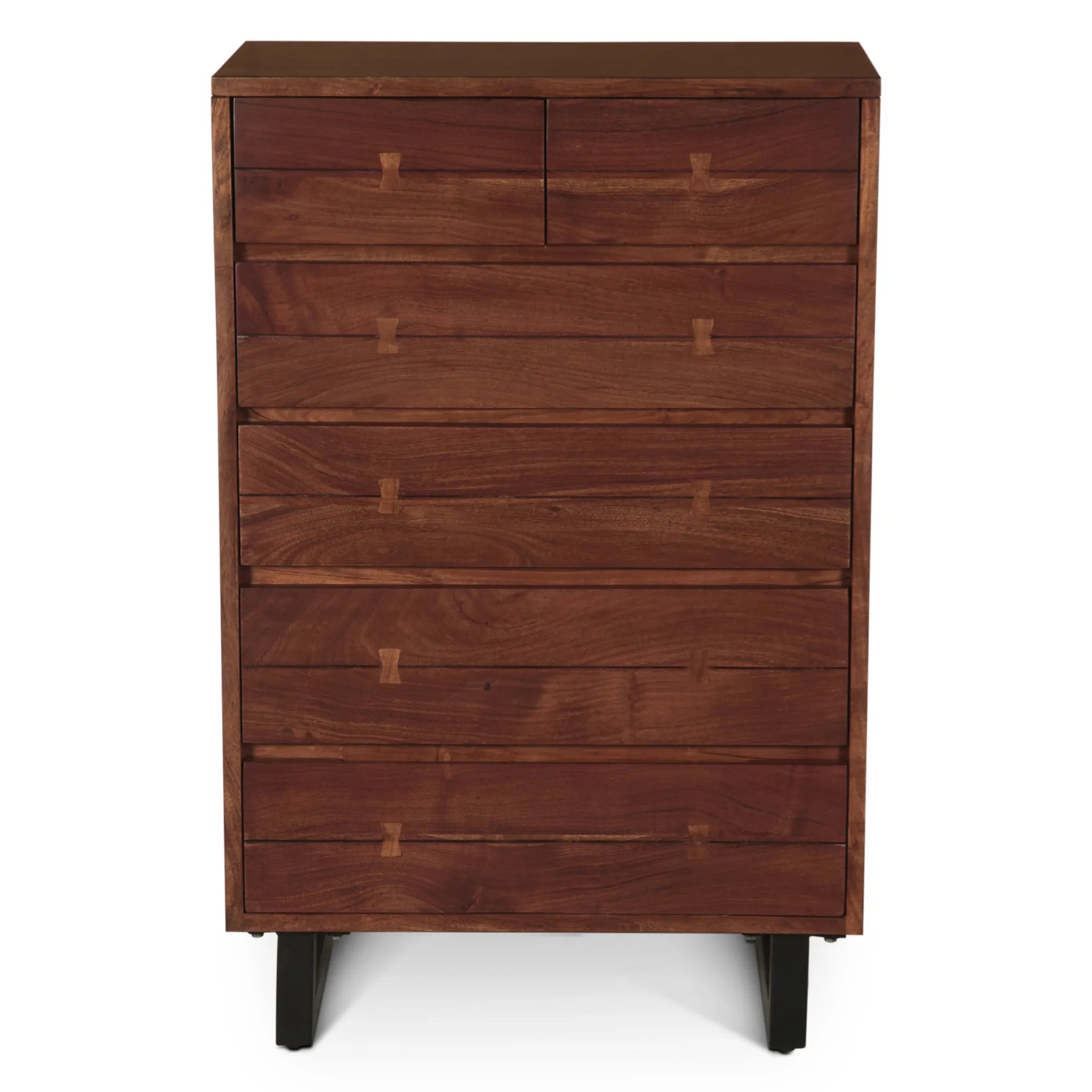 solid wood tall dresser Walnut Acacia Chest (FAS-TC34WN) Fabric: Stretch Velvet Thursday CAPTAIN Natural Leather Tall dresser with 6 Color:Cherry/Nude