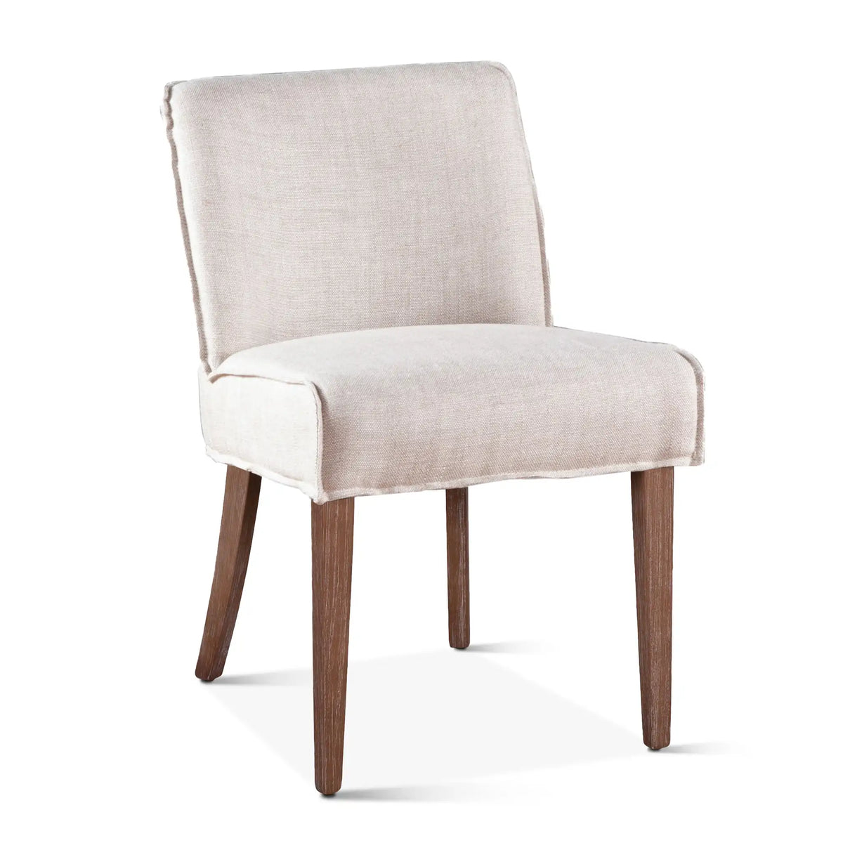 White Linen Dining Chairs Natural Legs Set of 2 (G201-363-J08-82) By Home Trends Direct 1