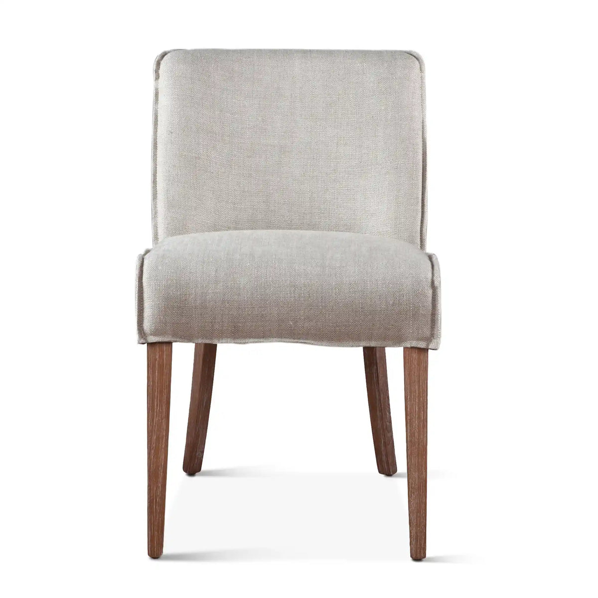 White Linen Dining Chairs Natural Legs Set of 2 (G201-363-J08-82) By Home Trends Direct 
