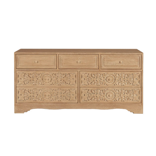 Whitewash Plinth-Base Carved Dresser (FTJ-DR71WW) By Home Trends Direct