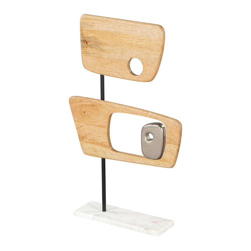 Sculptural Mango Wood Table Art | Natural Marble Base